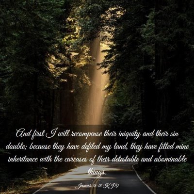 Picture 03 - Jeremiah 16:18 KJV - And first I will recompense their iniquity and - Bible Verse Picture