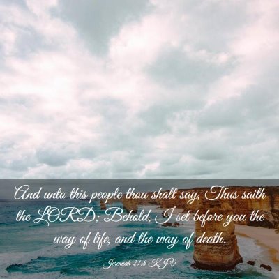 Picture 03 - Jeremiah 21:8 KJV - And unto this people thou shalt say, Thus saith - Bible Verse Picture