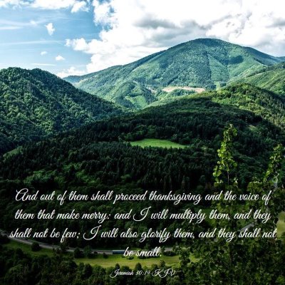 Picture 03 - Jeremiah 30:19 KJV - And out of them shall proceed thanksgiving and - Bible Verse Picture