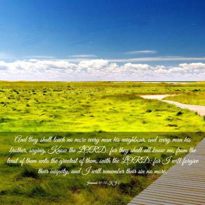 Picture 03 - Jeremiah 31:34 KJV - And they shall teach no more every man his - Bible Verse Picture