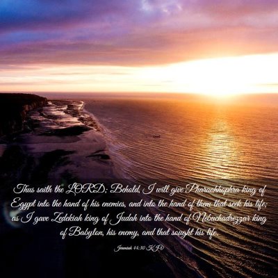 Picture 03 - Jeremiah 44:30 KJV - Thus saith the LORD; Behold, I will give - Bible Verse Picture