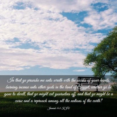 Picture 03 - Jeremiah 44:8 KJV - In that ye provoke me unto wrath with the works - Bible Verse Picture