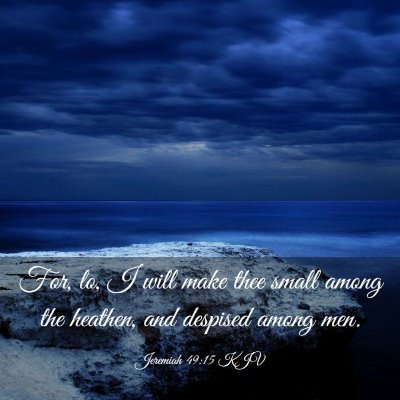 Picture 03 - Jeremiah 49:15 KJV - For, lo, I will make thee small among the - Bible Verse Picture