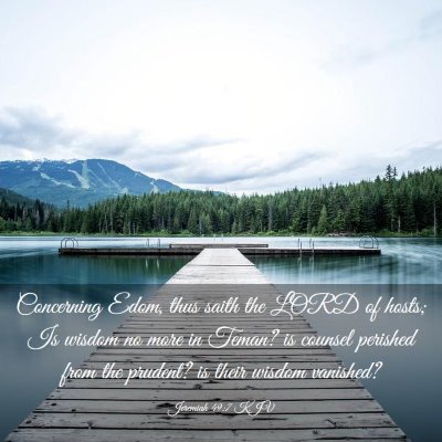 Picture 03 - Jeremiah 49:7 KJV - Concerning Edom, thus saith the LORD of hosts; Is - Bible Verse Picture