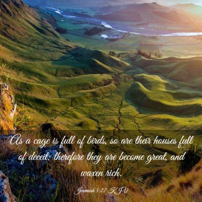 Picture 03 - Jeremiah 5:27 KJV - As a cage is full of birds, so are their houses - Bible Verse Picture