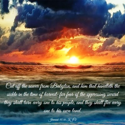 Picture 03 - Jeremiah 50:16 KJV - Cut off the sower from Babylon, and him that - Bible Verse Picture