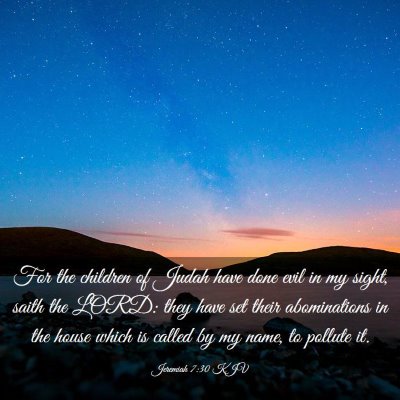 Picture 03 - Jeremiah 7:30 KJV - For the children of Judah have done evil in my - Bible Verse Picture
