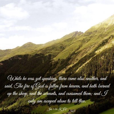 Picture 03 - Job 1:16 KJV - While he was yet speaking, there came also - Bible Verse Picture