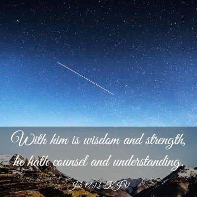 Picture 03 - Job 12:13 KJV - With him is wisdom and strength, he hath counsel - Bible Verse Picture