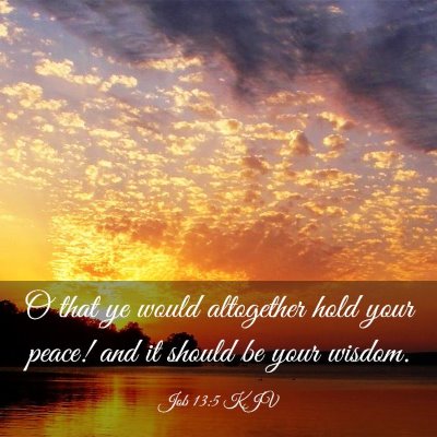 Picture 03 - Job 13:5 KJV - O that ye would altogether hold your peace! and - Bible Verse Picture