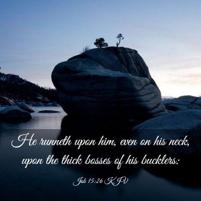 Picture 03 - Job 15:26 KJV - He runneth upon him, even on his neck, upon the - Bible Verse Picture