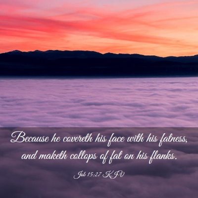 Picture 03 - Job 15:27 KJV - Because he covereth his face with his fatness, - Bible Verse Picture