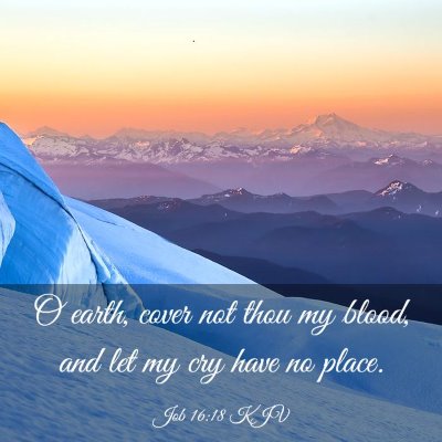 Picture 03 - Job 16:18 KJV - O earth, cover not thou my blood, and let my cry - Bible Verse Picture