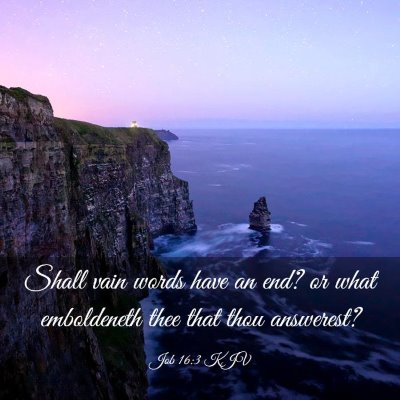 Picture 03 - Job 16:3 KJV - Shall vain words have an end? or what emboldeneth - Bible Verse Picture