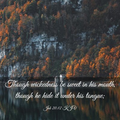 Picture 03 - Job 20:12 KJV - Though wickedness be sweet in his mouth, though - Bible Verse Picture