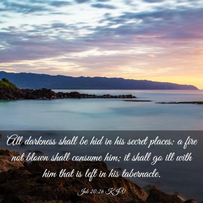 Picture 03 - Job 20:26 KJV - All darkness shall be hid in his secret places: a - Bible Verse Picture