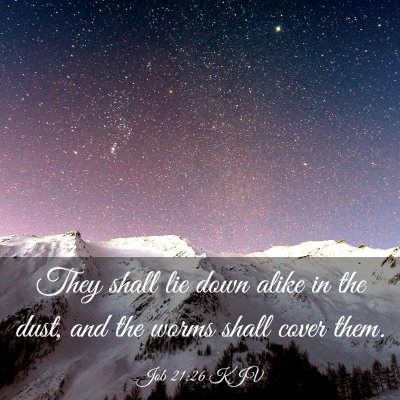 Picture 03 - Job 21:26 KJV - They shall lie down alike in the dust, and the - Bible Verse Picture