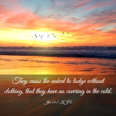 Picture 03 - Job 24:7 KJV - They cause the naked to lodge without clothing, - Bible Verse Picture