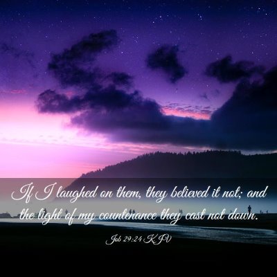 Picture 03 - Job 29:24 KJV - If I laughed on them, they believed it not; and - Bible Verse Picture