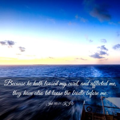 Picture 03 - Job 30:11 KJV - Because he hath loosed my cord, and afflicted me, - Bible Verse Picture