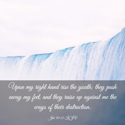 Picture 03 - Job 30:12 KJV - Upon my right hand rise the youth; they push away - Bible Verse Picture