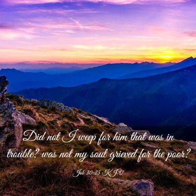 Picture 03 - Job 30:25 KJV - Did not I weep for him that was in trouble? was - Bible Verse Picture