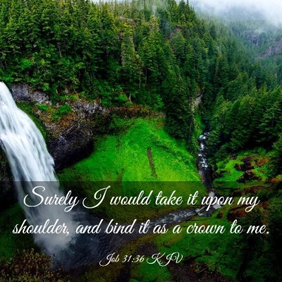 Picture 03 - Job 31:36 KJV - Surely I would take it upon my shoulder, and bind - Bible Verse Picture