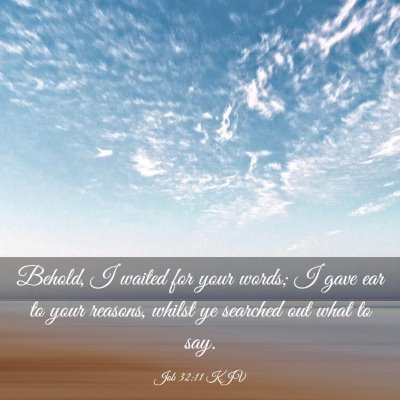 Picture 03 - Job 32:11 KJV - Behold, I waited for your words; I gave ear to - Bible Verse Picture