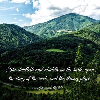 Picture 03 - Job 39:28 KJV - She dwelleth and abideth on the rock, upon the - Bible Verse Picture