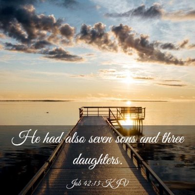Picture 03 - Job 42:13 KJV - He had also seven sons and three - Bible Verse Picture