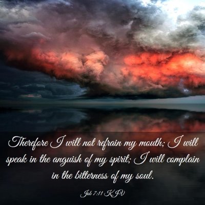 Picture 03 - Job 7:11 KJV - Therefore I will not refrain my mouth; I will - Bible Verse Picture