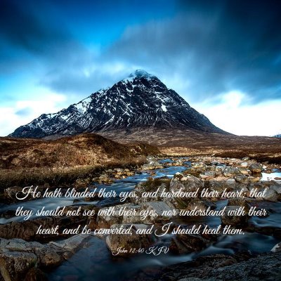 Picture 03 - John 12:40 KJV - He hath blinded their eyes, and hardened their - Bible Verse Picture