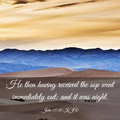 Picture 03 - John 13:30 KJV - He then having received the sop went immediately - Bible Verse Picture