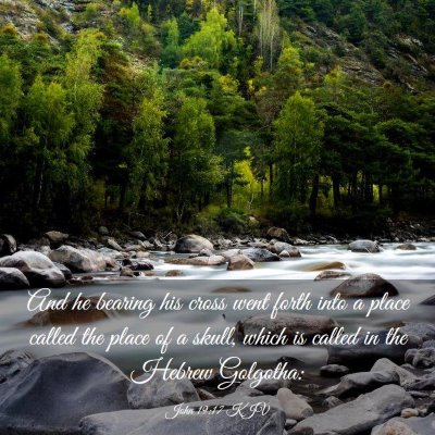 Picture 03 - John 19:17 KJV - And he bearing his cross went forth into a place - Bible Verse Picture