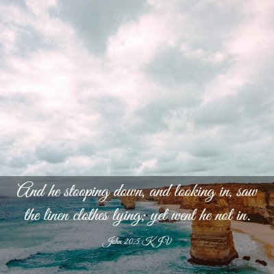 Picture 03 - John 20:5 KJV - And he stooping down, and looking in, saw the - Bible Verse Picture