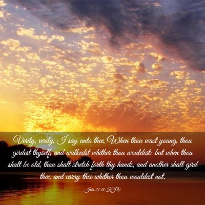 Picture 03 - John 21:18 KJV - Verily, verily, I say unto thee, When thou wast - Bible Verse Picture