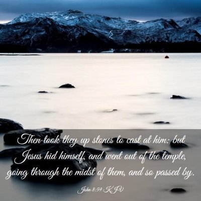 Picture 03 - John 8:59 KJV - Then took they up stones to cast at him: but - Bible Verse Picture