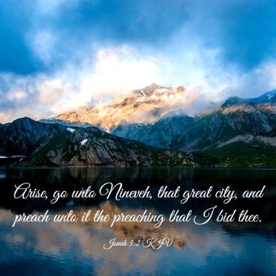 Picture 03 - Jonah 3:2 KJV - Arise, go unto Nineveh, that great city, and - Bible Verse Picture