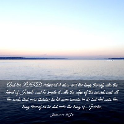 Picture 03 - Joshua 10:30 KJV - And the LORD delivered it also, and the king - Bible Verse Picture