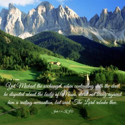 Picture 03 - Jude 1:9 KJV - Yet Michael the archangel, when contending with - Bible Verse Picture