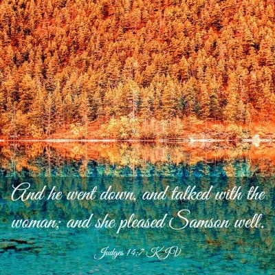 Picture 03 - Judges 14:7 KJV - And he went down, and talked with the woman; and - Bible Verse Picture
