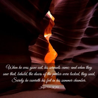 Picture 03 - Judges 3:24 KJV - When he was gone out, his servants came; and when - Bible Verse Picture