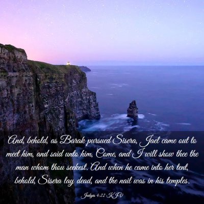 Picture 03 - Judges 4:22 KJV - And, behold, as Barak pursued Sisera, Jael came - Bible Verse Picture