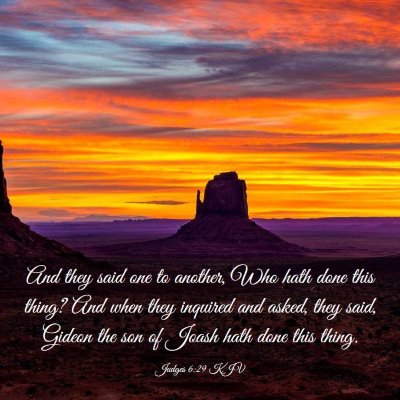Picture 03 - Judges 6:29 KJV - And they said one to another, Who hath done this - Bible Verse Picture
