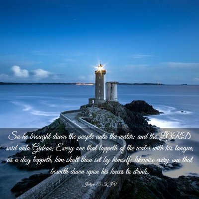 Picture 03 - Judges 7:5 KJV - So he brought down the people unto the water: and - Bible Verse Picture