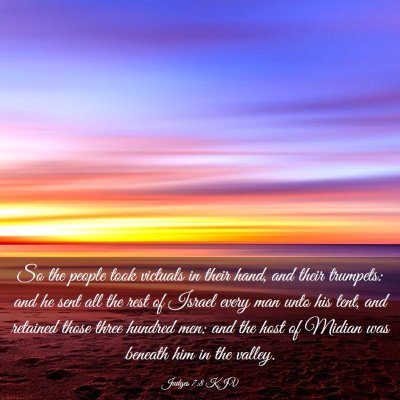 Picture 03 - Judges 7:8 KJV - So the people took victuals in their hand, and - Bible Verse Picture