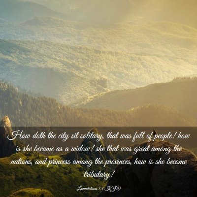 Picture 03 - Lamentations 1:1 KJV - How doth the city sit solitary, that was full of - Bible Verse Picture