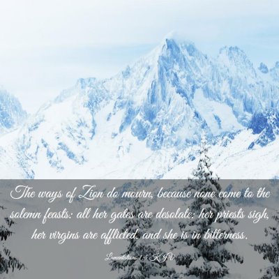 Picture 03 - Lamentations 1:4 KJV - The ways of Zion do mourn, because none come to - Bible Verse Picture