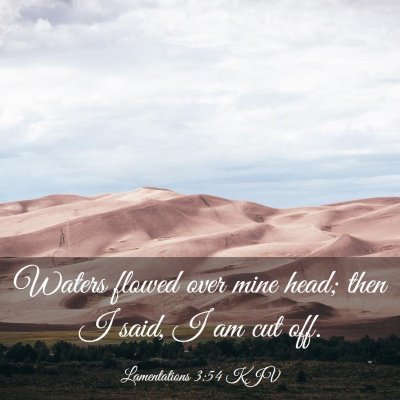 Picture 03 - Lamentations 3:54 KJV - Waters flowed over mine head; then I said, I am - Bible Verse Picture