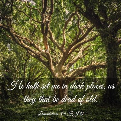 Picture 03 - Lamentations 3:6 KJV - He hath set me in dark places, as they that be - Bible Verse Picture